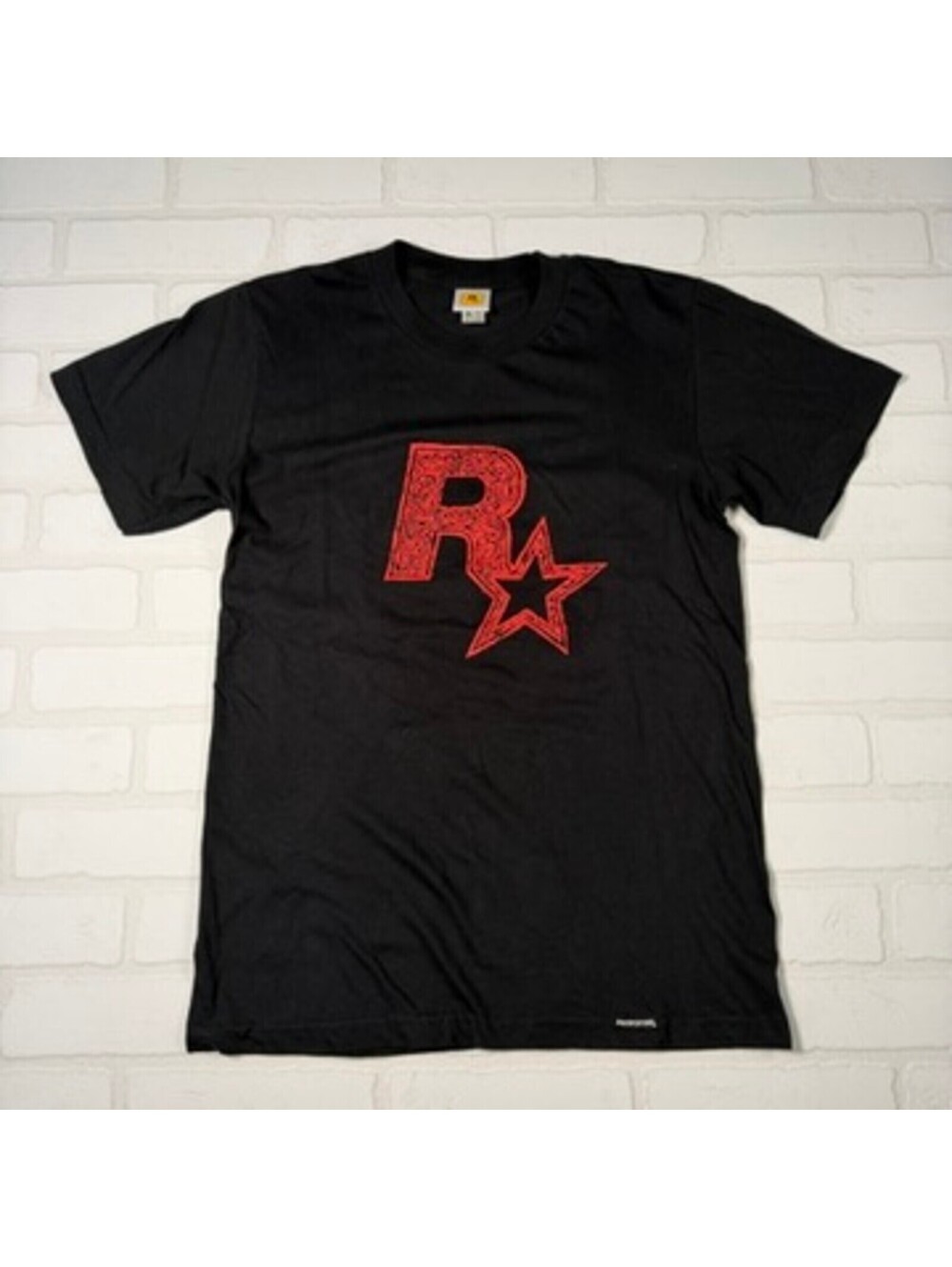 Vintage 90s Rockstar Games R Star Logo Graphic T-Shirt Size Small Made in USA